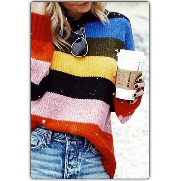 Trindy Clozet Boutique Sweaters - Multi Color Striped Sweater